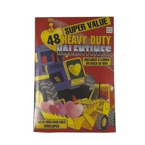 Vintage 1990s Valentine Cards 48 Heavy‎ Duty Machinery Bulldozer New Old Stock